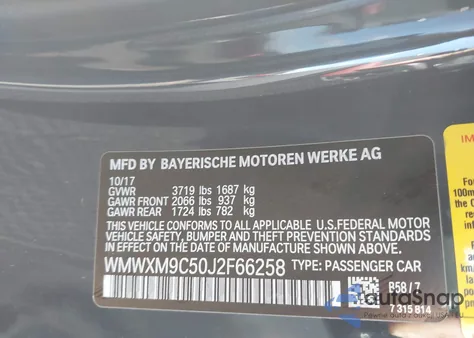 2018 Mini Hardtop John Cooper Works из США, поврежденный, VIN WMWXM9C50J2F66258